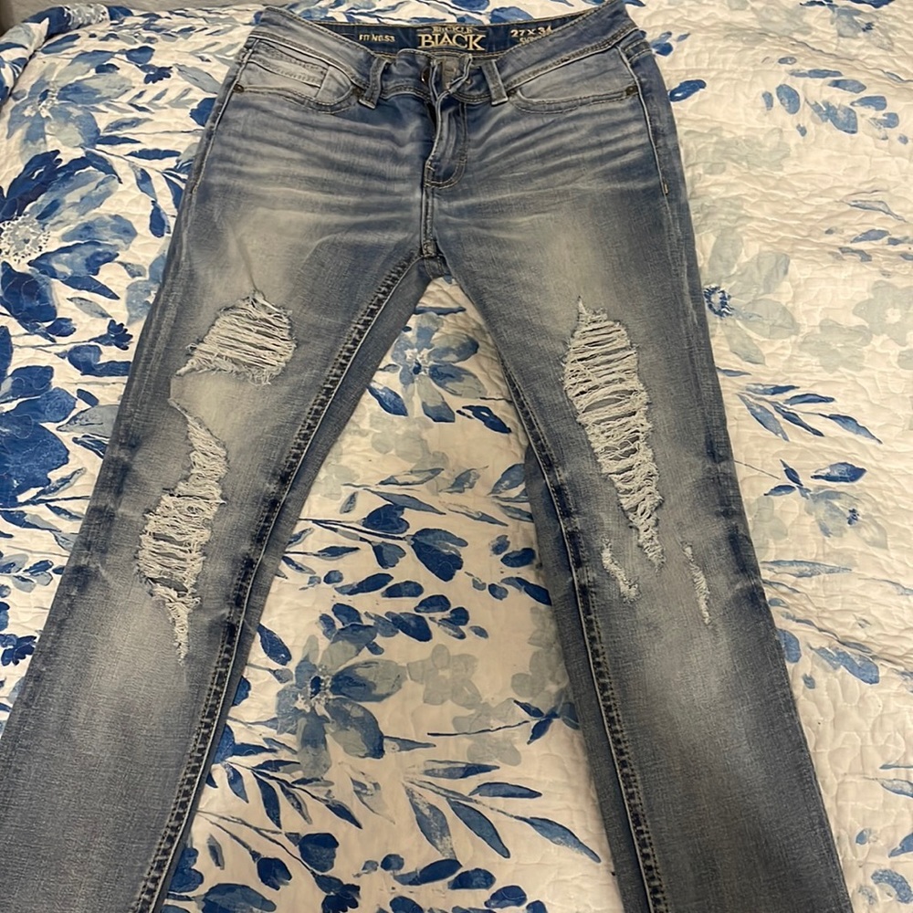 Buckle Black Skinny Ripped Jeans